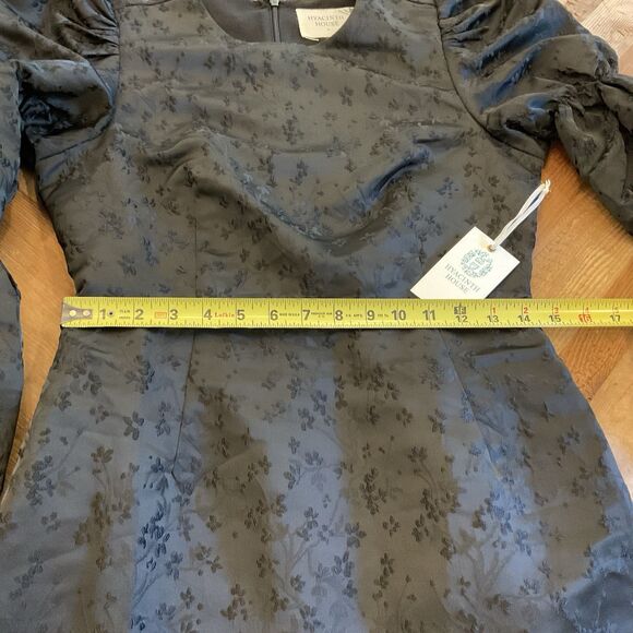 Tuckernuck Hyacinth House Black Jacquard Puff Sleeve Midi Darcy Dress Small NWT - Picture 9 of 11